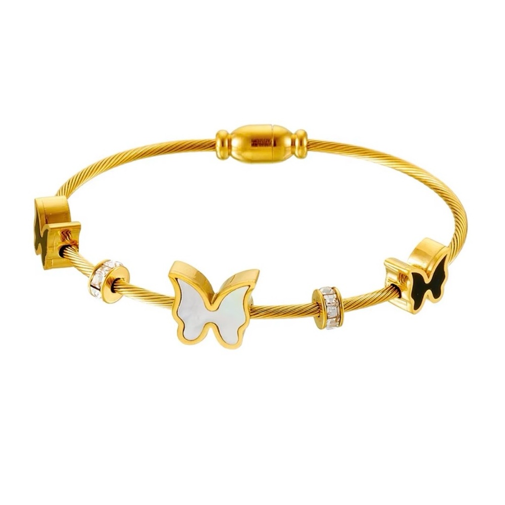 ◾️18K Gold Plated Butterfly Charm Bangle